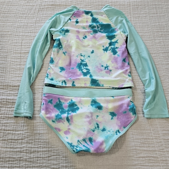 Justice Girls Long Sleeve Rashgaurd Swimsuit Set Size Medium - Picture 7 of 15